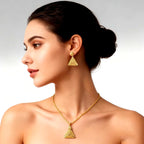 Calyra™ Aurelle Set – Sculpted Gold Statement Necklace, Ring & Earrings