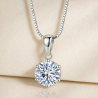 Aurevia™ Eternal Spark Pendant Necklace – Flawless D-Color Moissanite in 925 Sterling Silver