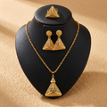 Calyra™ Aurelle Set – Sculpted Gold Statement Necklace, Ring & Earrings