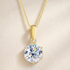 Aurevia™ Eternal Spark Pendant Necklace – Flawless D-Color Moissanite in 925 Sterling Silver
