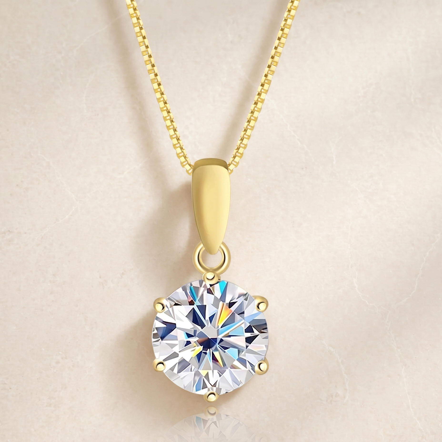 Aurevia™ Eternal Spark Pendant Necklace – Flawless D-Color Moissanite in 925 Sterling Silver