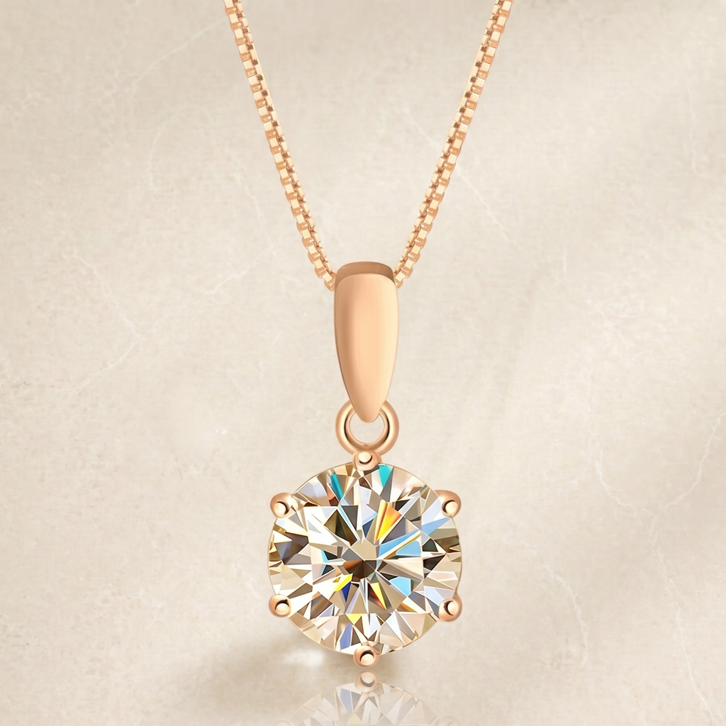 Aurevia™ Eternal Spark Pendant Necklace – Flawless D-Color Moissanite in 925 Sterling Silver