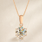 Aurevia™ Eternal Spark Pendant Necklace – Flawless D-Color Moissanite in 925 Sterling Silver