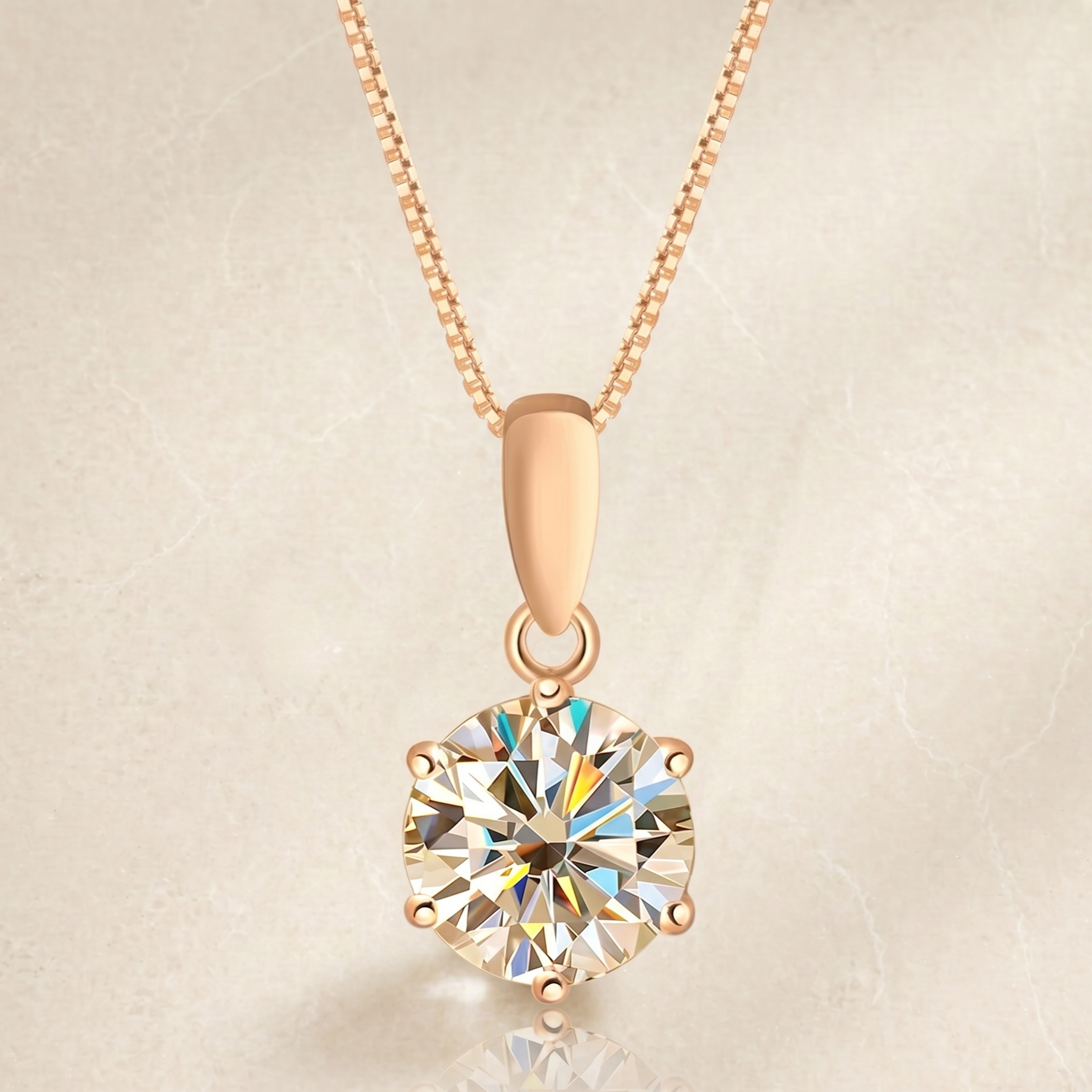 Aurevia™ Eternal Spark Pendant Necklace – Flawless D-Color Moissanite in 925 Sterling Silver