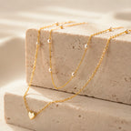 Serelle™ Essentials Heart & Pearl Layered Set – Gold-Tone Necklace & Bracelet Duo