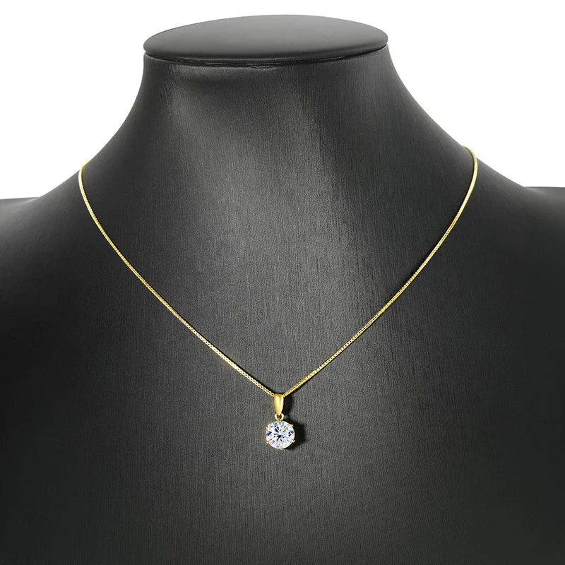 Aurevia™ Eternal Spark Pendant Necklace – Flawless D-Color Moissanite in 925 Sterling Silver